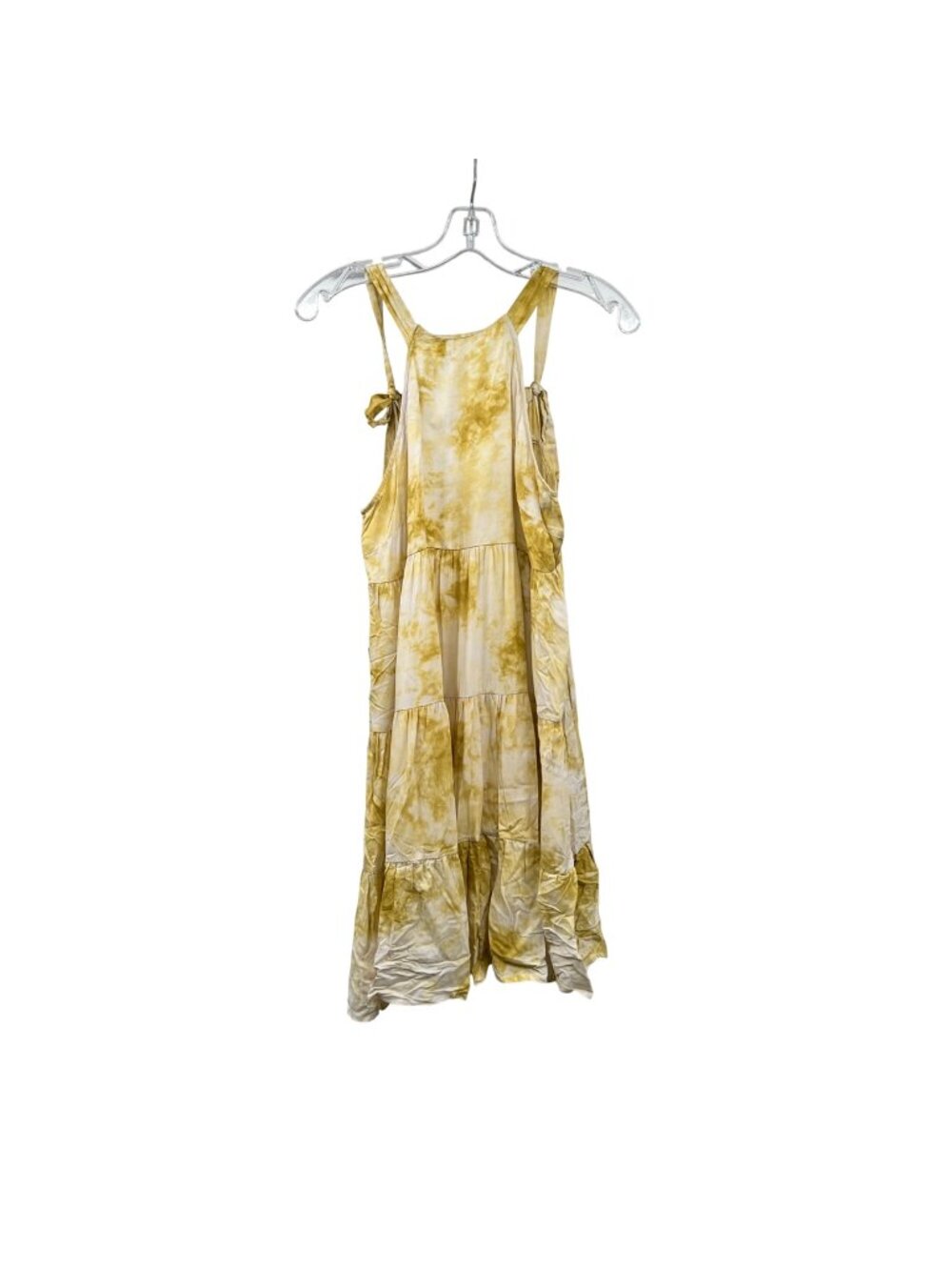 Time After Time Tie Dye Sundress Yellow/White Tie Straps Size Small